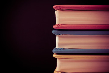 close up on stack of book