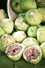 cross processing of a vertical composition of green figs