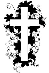 christian cross and plant  21