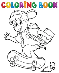 Fototapete Für Kinder Coloring book school boy theme 1