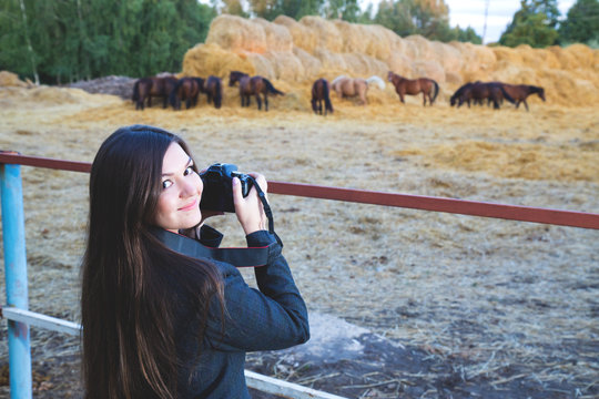 Girl photographs of horses