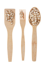 Wooden spoon, fork, paddle with pumpkin  seed