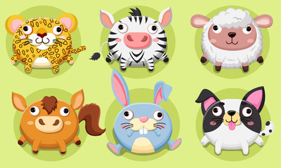 Naklejka premium Vector set Wildlife animals cute