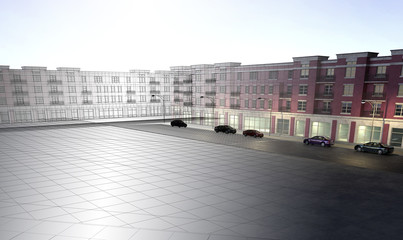 città quartieri downtown periferia rendering 3d
