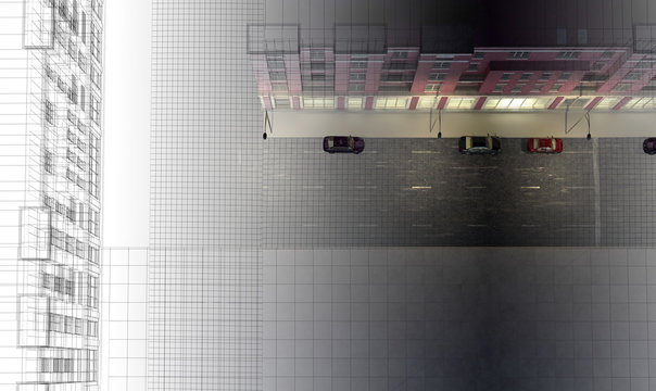 citt&agrave; quartieri downtown periferia rendering 3d