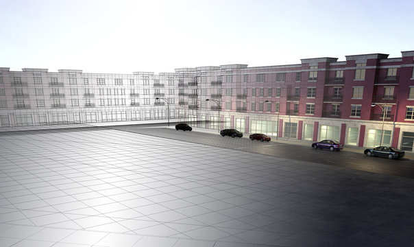 citt&agrave; quartieri downtown periferia rendering 3d
