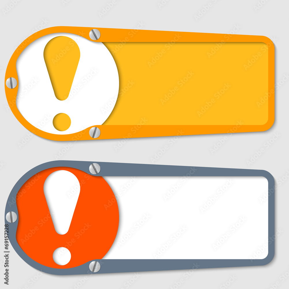 Poster set of two boxes for any text with exclamation mark