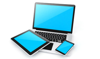 Digital devices-labtop, tablet and smart phone.