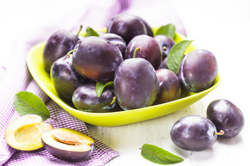 Plums in a bowl