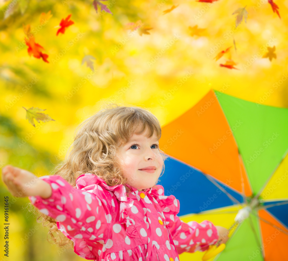 Sticker child in autumn