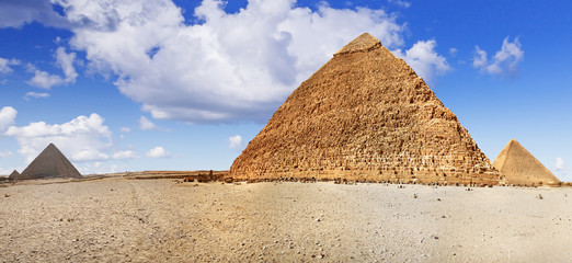 Panorama of pyramids in Giza, Egypt