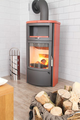 Kamin im Hochformat