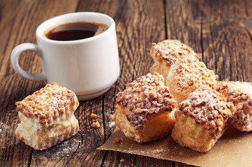 Coffee with puff cookies