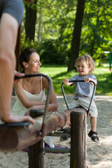 Fototapeta premium Fun with child on the playground