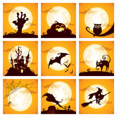 Naklejka premium Collection of halloween elements