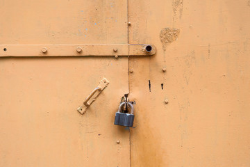 closed metal door with lock