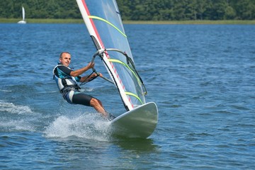 Windsurfing on the lake Nieslysz, Polish