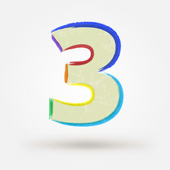 Alphabet letter number five. Watercolor vector paint