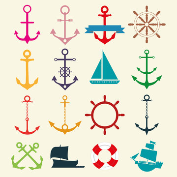 marine icons set
