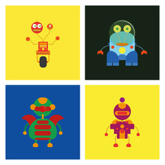 Set Of Different Cute Robots Isolated