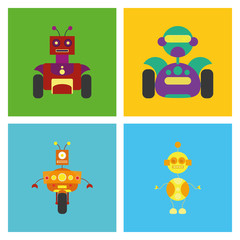 Set Of Different Cute Robots Isolated