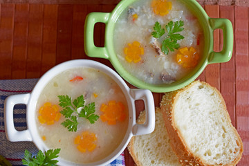 two plates of fish soup