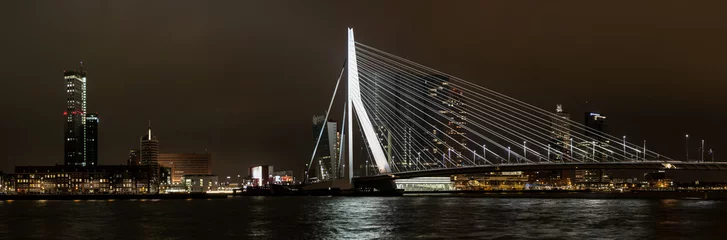 Fototapeten Panorama Erasmusbrücke-Rotterdam Süd © fotoroodpad