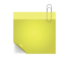 yellow note with pin with paper pin