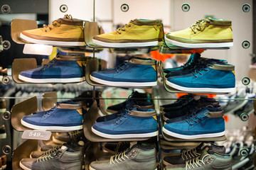 Man shoes in a shoe store
