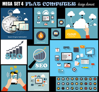 Mega Set Flat Computer Design Vector Illustration