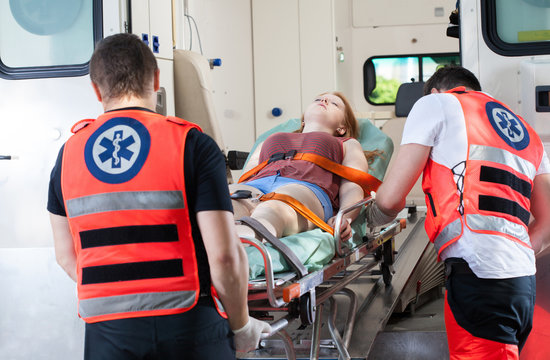 Woman in ambulance