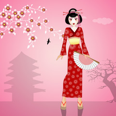 Geisha with fan