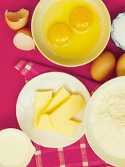 Preparation for baking, bake ingredients.