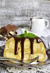 Casserole from flapjacks with ricotta.