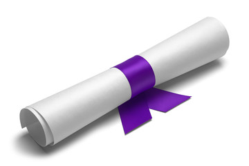 Diploma and Purple Ribbon