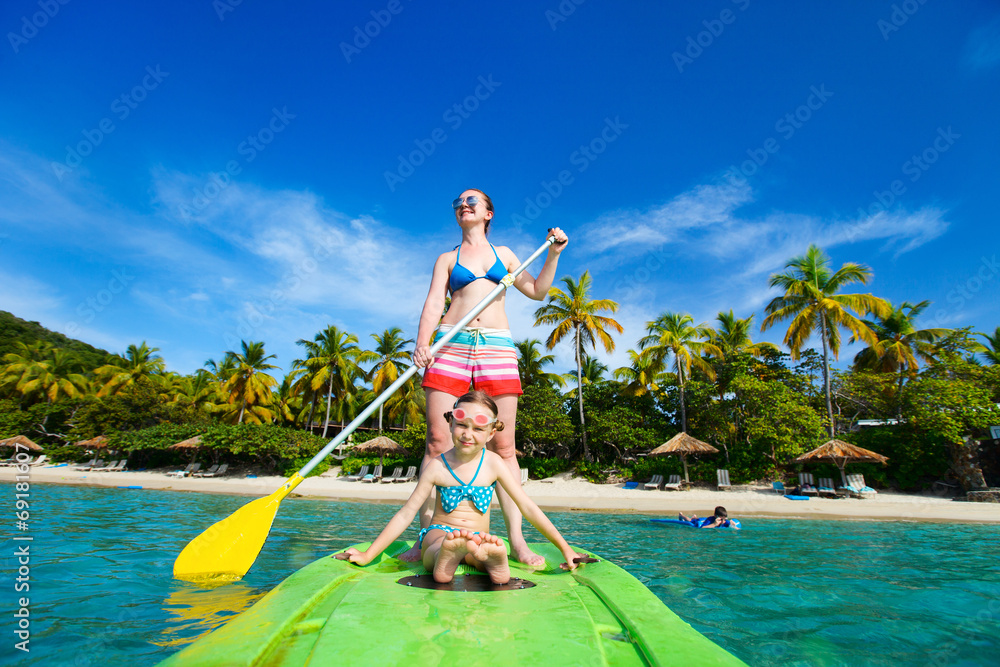 Canvas Prints mother and daughter paddling