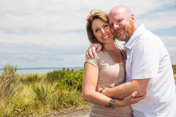 happy couple outside