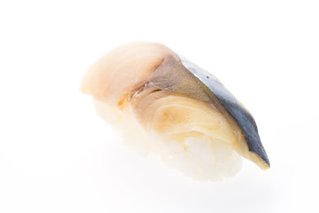 Saba sushi isolated on white