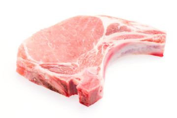 Raw pork meat isolated on white