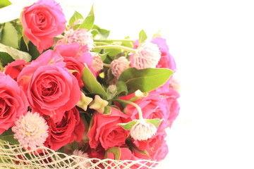 Obraz na płótnie Canvas Pink roses bouquet and Gomphrena for wedding image