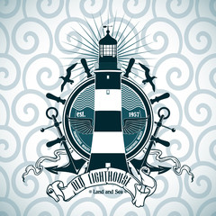 Label with a picture of the lighthouse