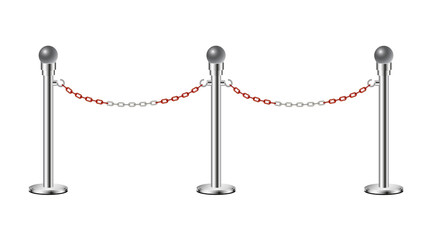 Stand chain barriers with red and white chain