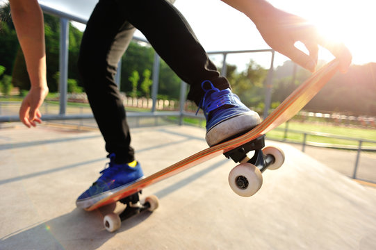 skateboarding on sunrise skatepark  