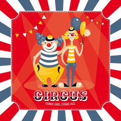 vector card with clowns