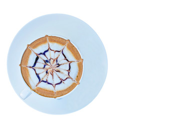 white cup of coffee isolated on white background