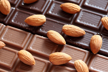 Almonds on chocolate