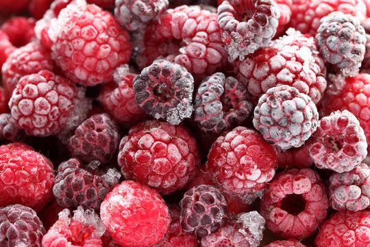 Frozen raspberries and blackberries