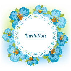 Design of invitation card with pretty stylized flowers.