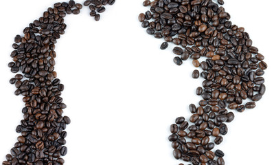 Coffee beans on white background