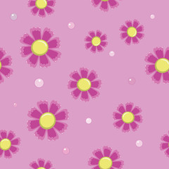 seamless background of simple pink flowers vector